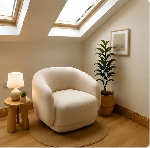 Room furnished with AI-visualised furniture